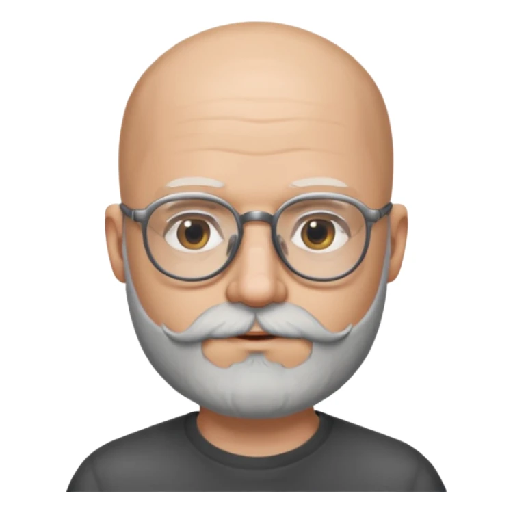 Bald man with salt and pepper beard and glasses sticker