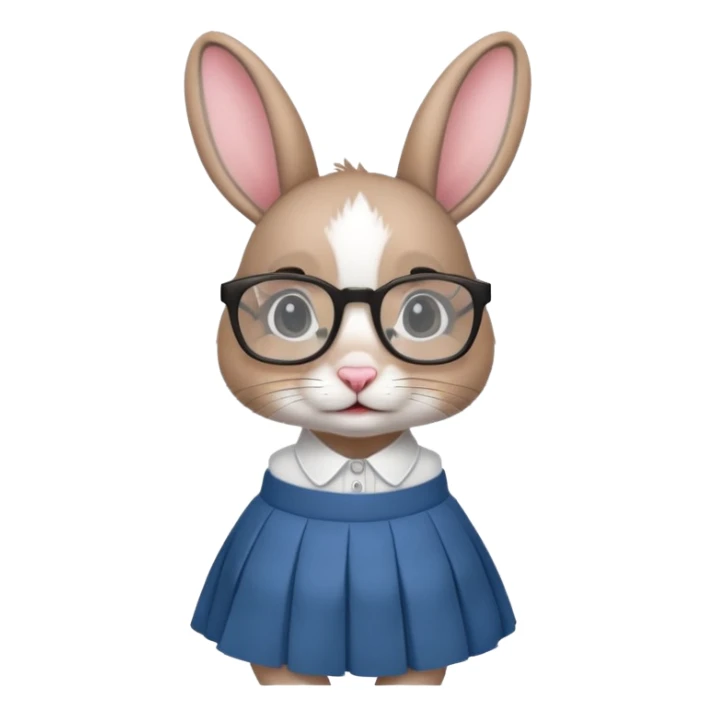 rabbit with glasses and sgirt sticker