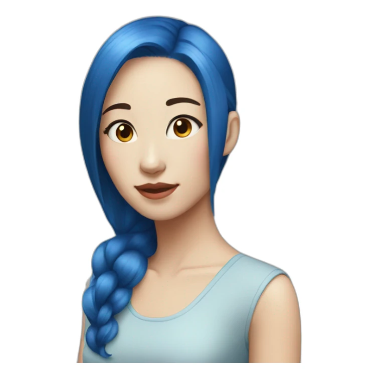 woman Chinese blueRed hair hello sticker