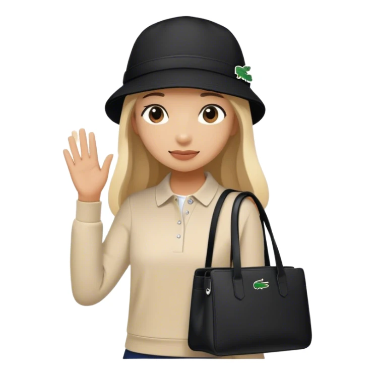 Lacoste bag girl with black lacoste hat sticker
