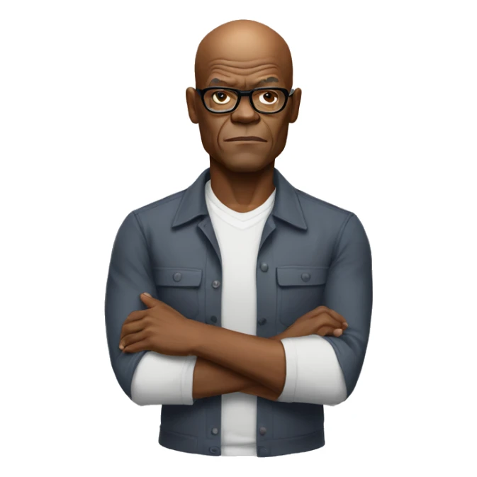 bald samuel l jackson serious wearing shirt sticker