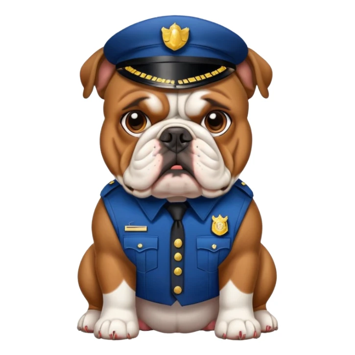 english bulldog wearing a security uniform sticker