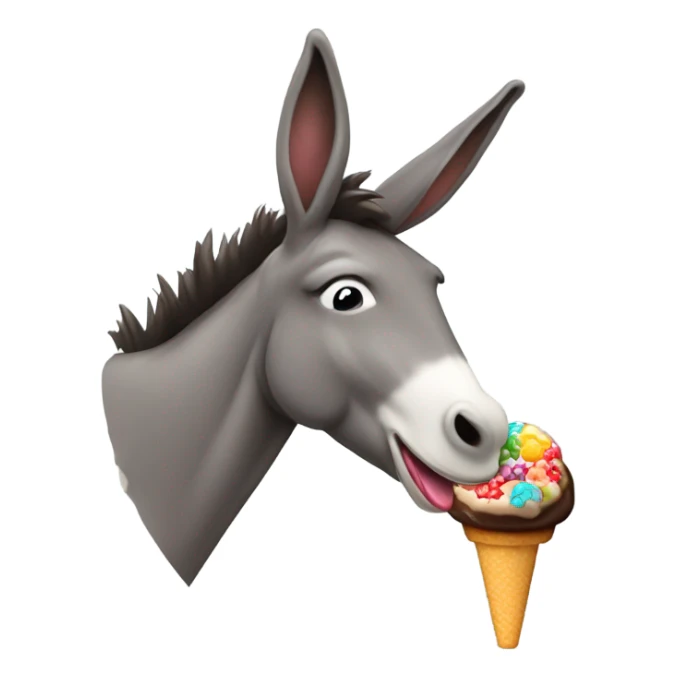 A donkey licking a fudge pop sticker