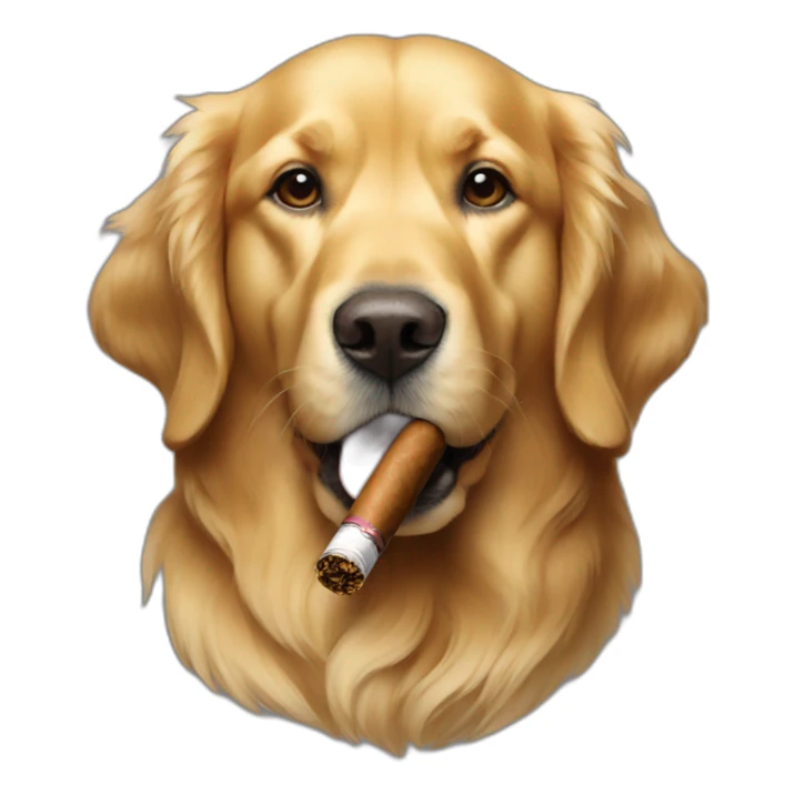 A Golden retriever smoking a cigar sticker