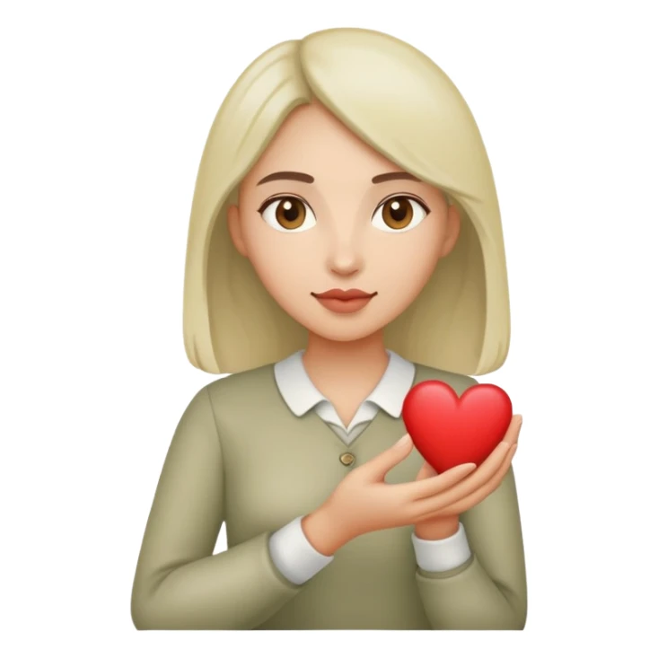 Pale olive heart in the women’s hand sticker