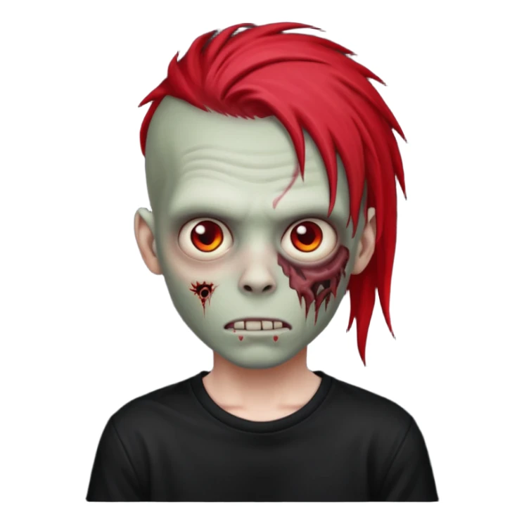 zombie boy with red emo dreads wearing a black shirt sticker