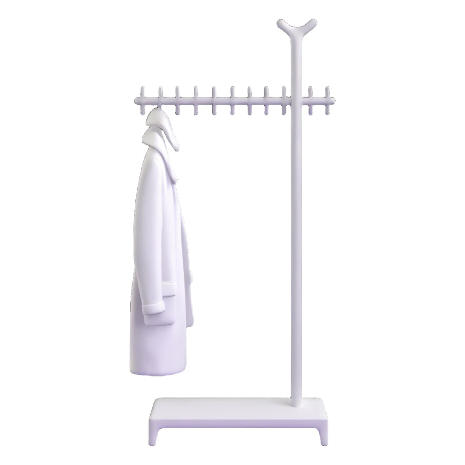 sleek white coat rack with apple-inspired minimalist design sticker