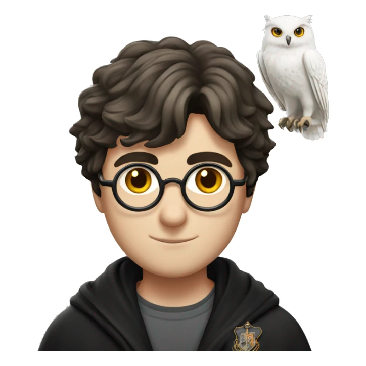 Harry Potter with a white owl on his shoulder sticker