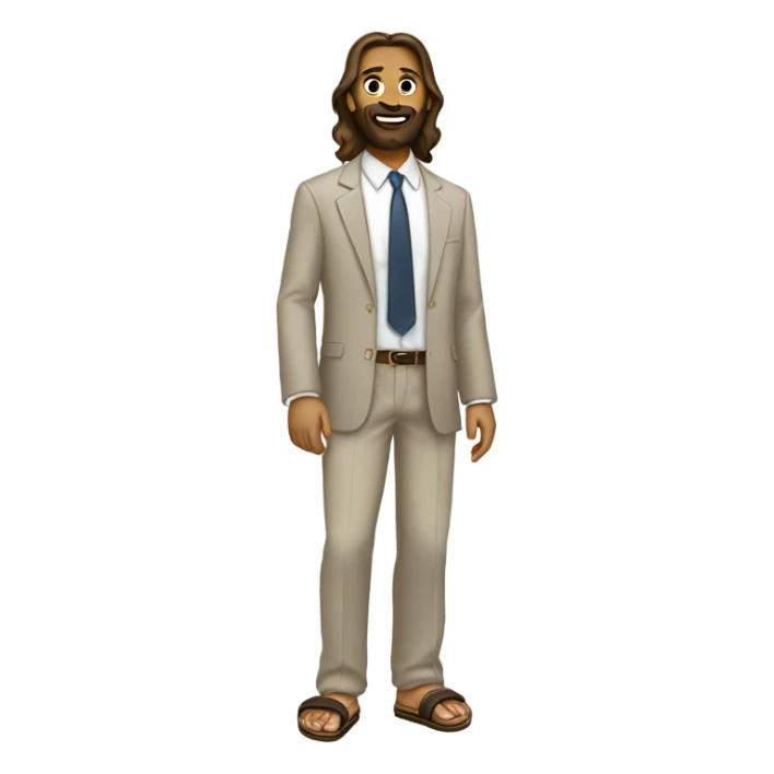 Jesus wearing a suit and Birkenstocks sticker
