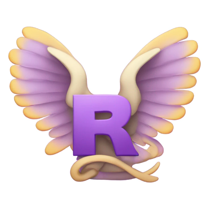 Purple letter R with halos & wings sticker
