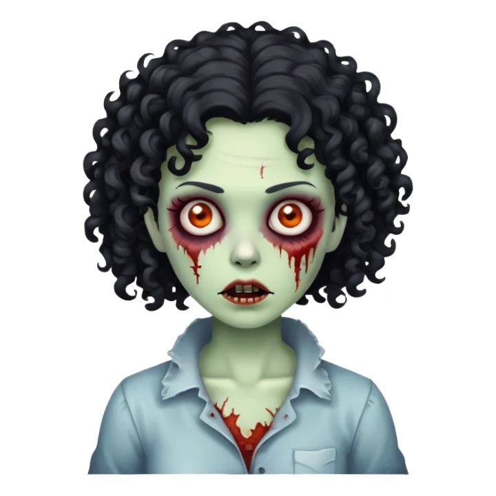 uma mulher zumbi de cabelo cacheado preto  sticker