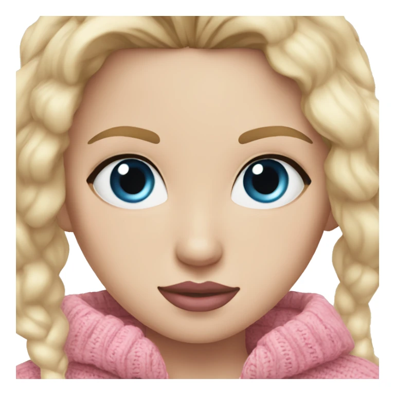white girl, blue eyes, blond staight hair, pink lips, pink sweater  sticker