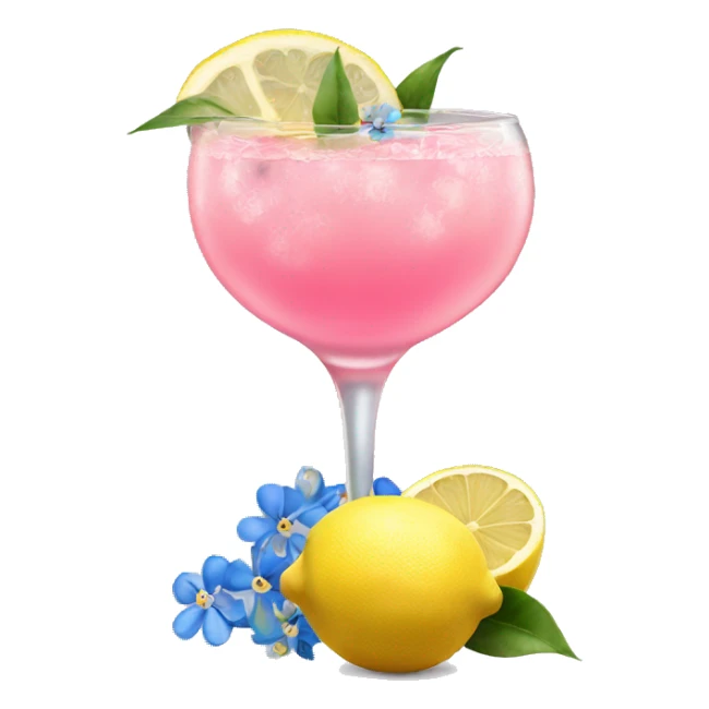 pink lemon large cocktail with blue small flowers  sticker