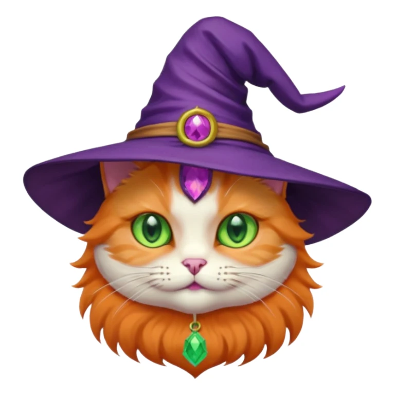 cat wear purple wicth hat sticker