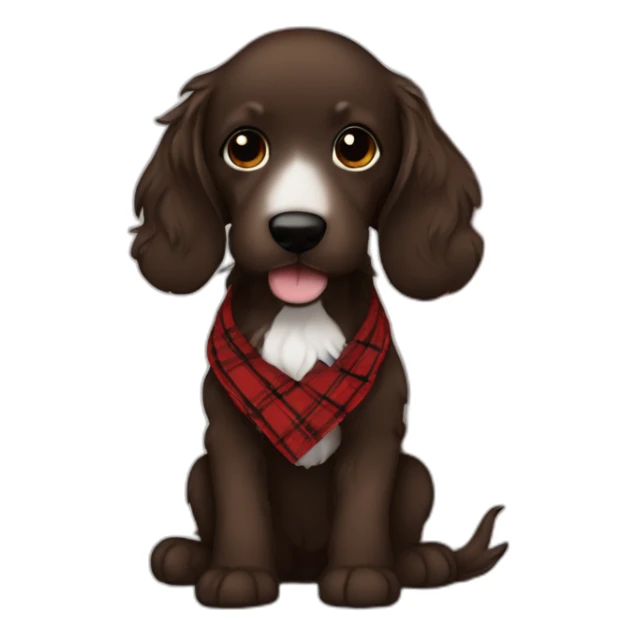 Black Chocolate brown colored doodle with a red and black flannel hankerchief sticker