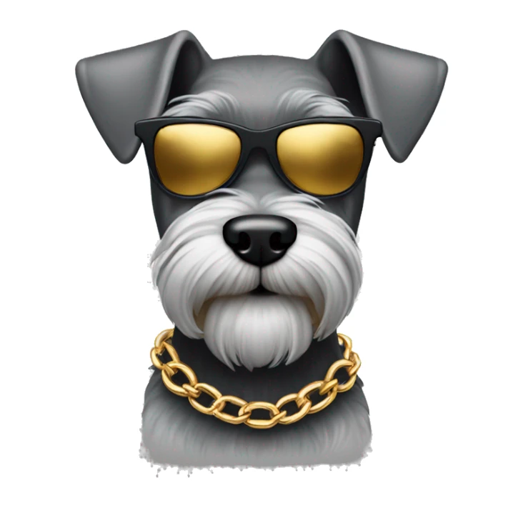 mini schnauzer with gold chain and sunglasses  sticker