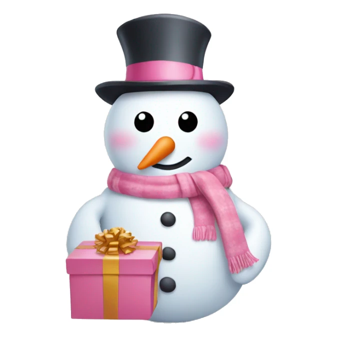 pastel pink snowman and gift sticker
