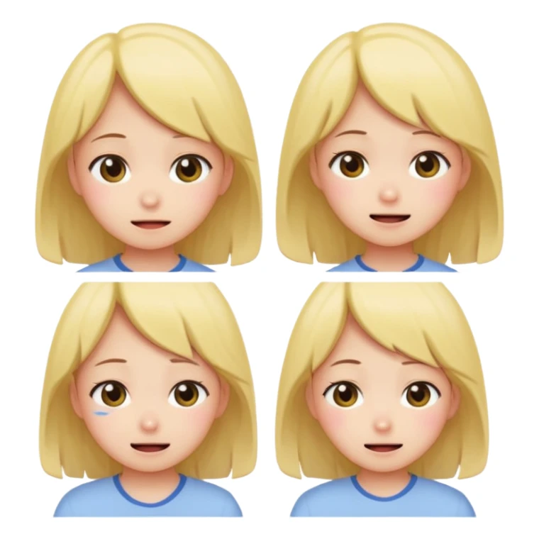  prompt เพื่อสร้างเป็นกริด 9 ภาพสร้างอิโมจิขนาด 1:1 ในสไตล์Yuru-Chara style บนภาพเดียวขนาด 16:9 โดยจัดวางแบบไม่มีส่วนไหนทับกัน มีขอบขาวแบบสติกเกอร์ ดังนี้
1) เด็กผู้หญิงหน้ายิ้ม 2) เด็กผู้หญิงน่ารักๆทำหน้าเบื่อโลก 3) เด็กผู้หญิงหน้าร้องให้ แบบน่ารักๆติดงอแง  sticker