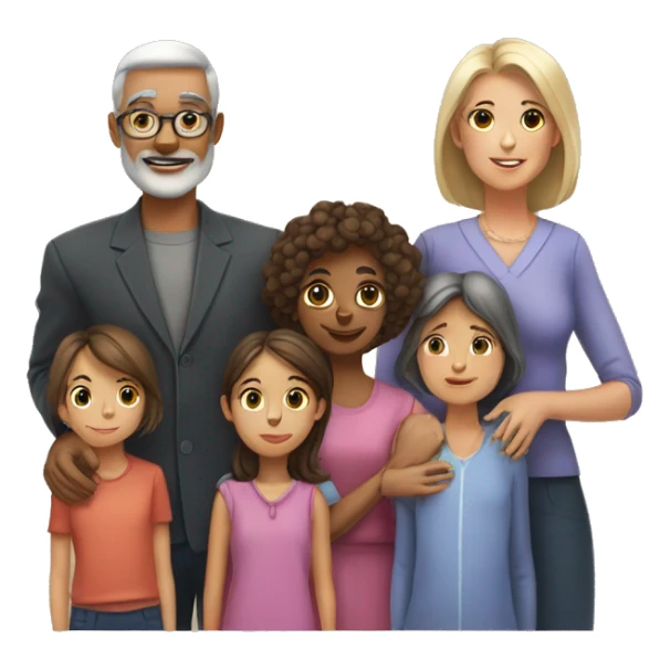 father, mother, tw elder daughters and one youngr boy sticker