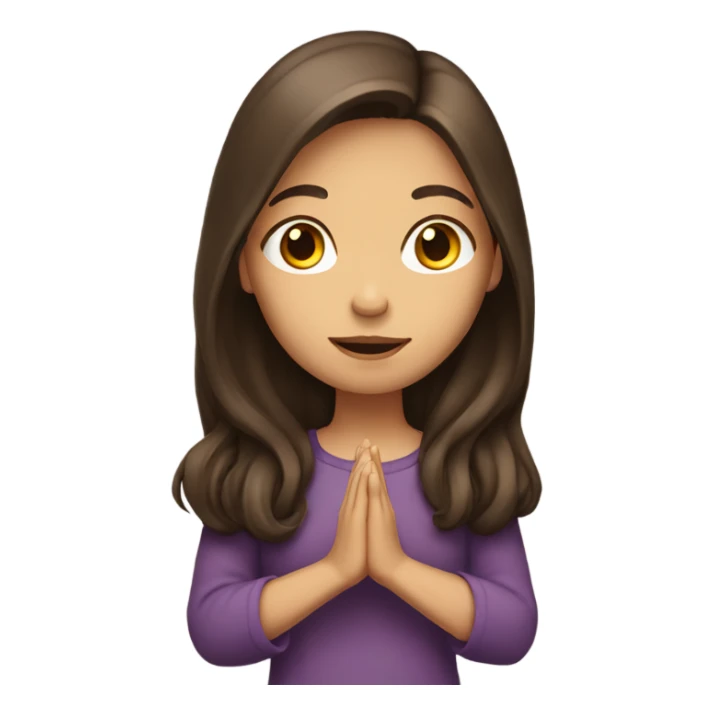 Girl Long brunette hair with praying hands sticker