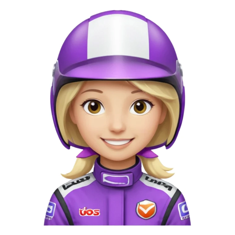 girl blonde, Race Driver purple cloth, white helmet sticker