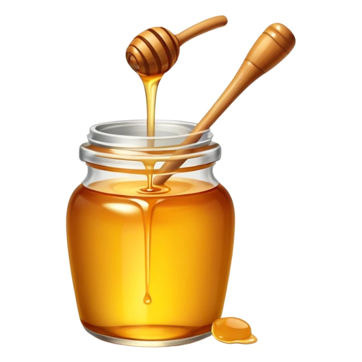 jar of golden honey with a dipper sticker