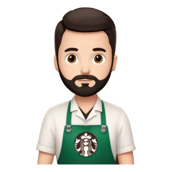 A Starbucks Barista with Black Coffee Master Apron. White Boy has trimmed Beard Black sticker