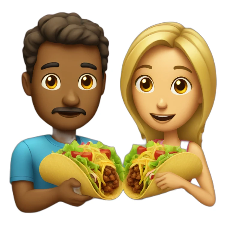 À man and a woman eating big tacos sticker