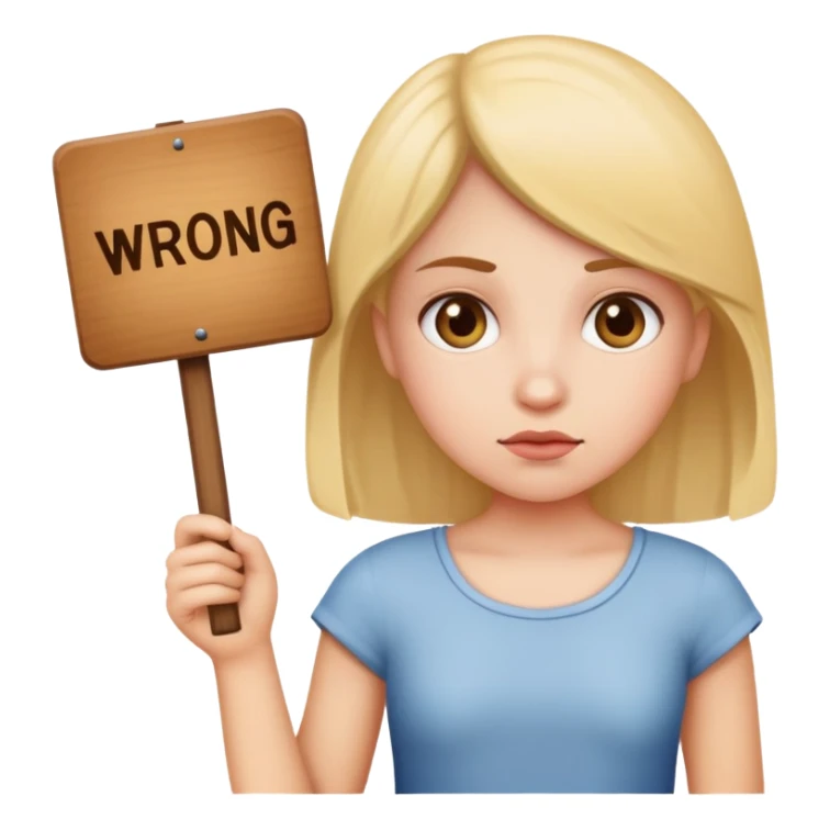 girl holding sign that says wrong sticker