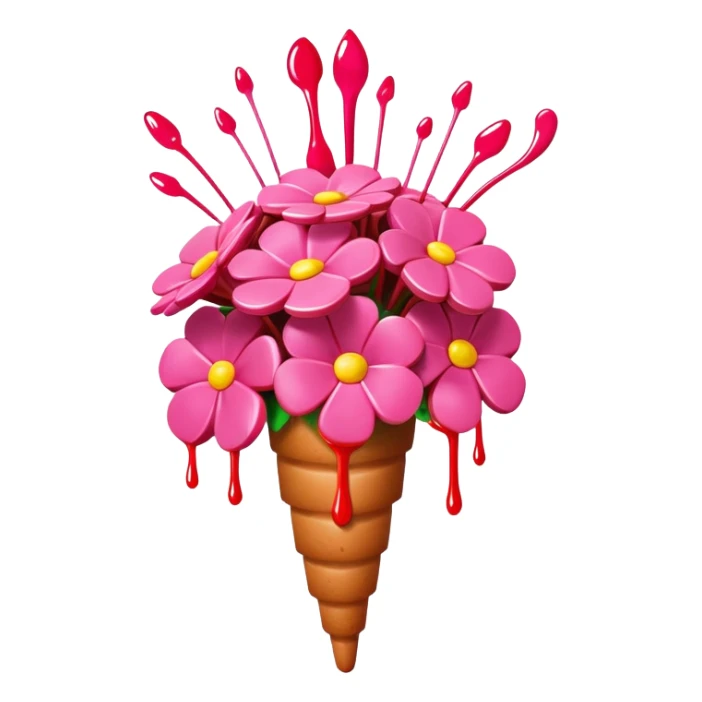 melted pink dripping sauce SPAM MEAT flower bouquet  sticker