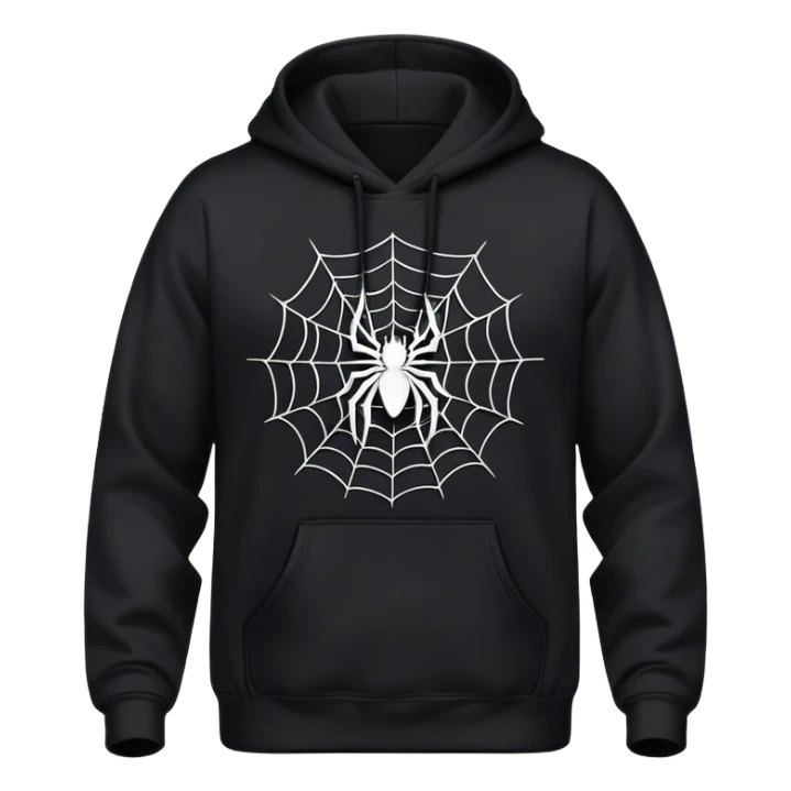 The Black Sp5der Hoodie features a sleek black base with a distinctive central design—a spider web at the center. The entire hoodie remains black, including the web, creating a bold yet subtle look. Notably, there is no spider in the middle, just the web. sticker