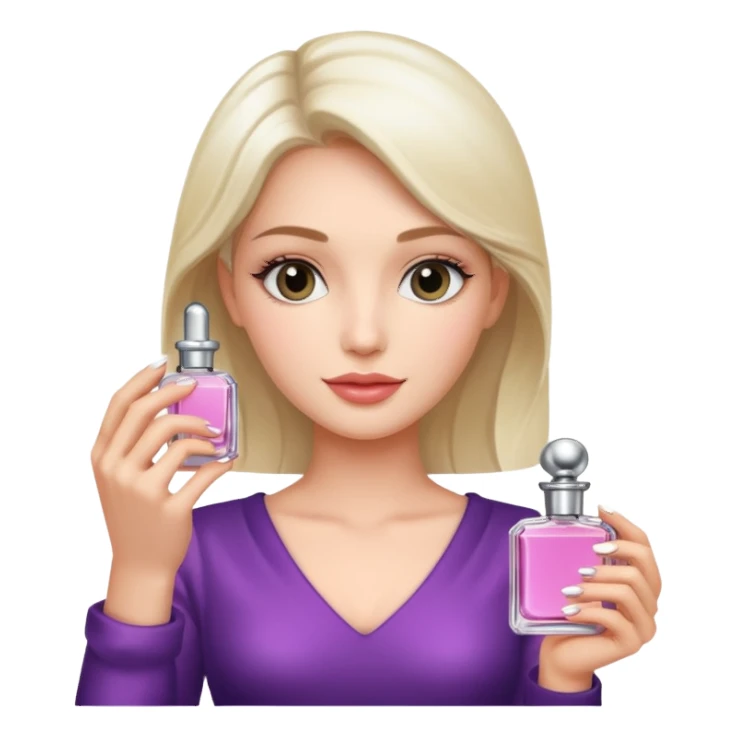 Full body pretty woman holding mini perfume sticker