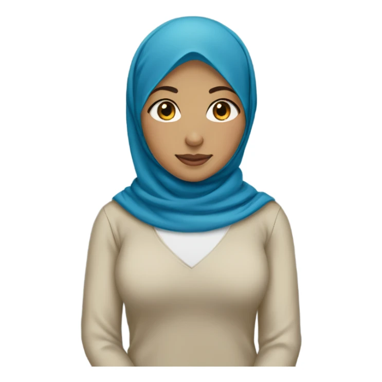 a hijabi girl with light skin and blue hijab sticker