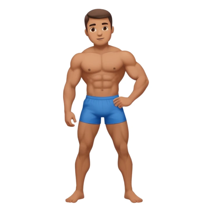 Shirtless buff guy posing but his legs are very small sticker