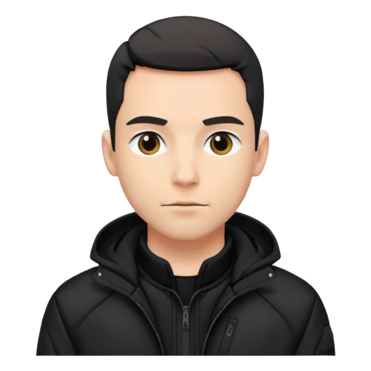 Adult man, wearing black techwear-style jacket, modern vibe
 sticker