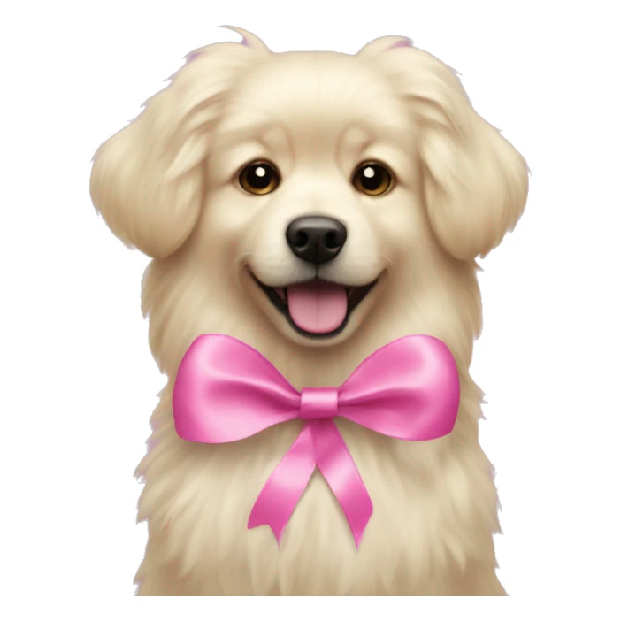 Blonde fluffy dog with pink ribbon sticker