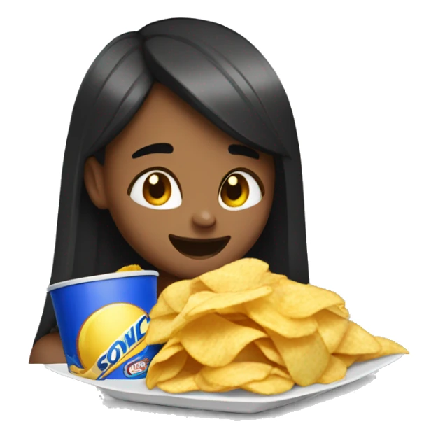 Girl eating chips with sonic sticker