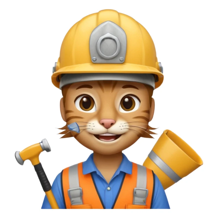 siam cat, handyman Outfit, wearing a Helmet sticker