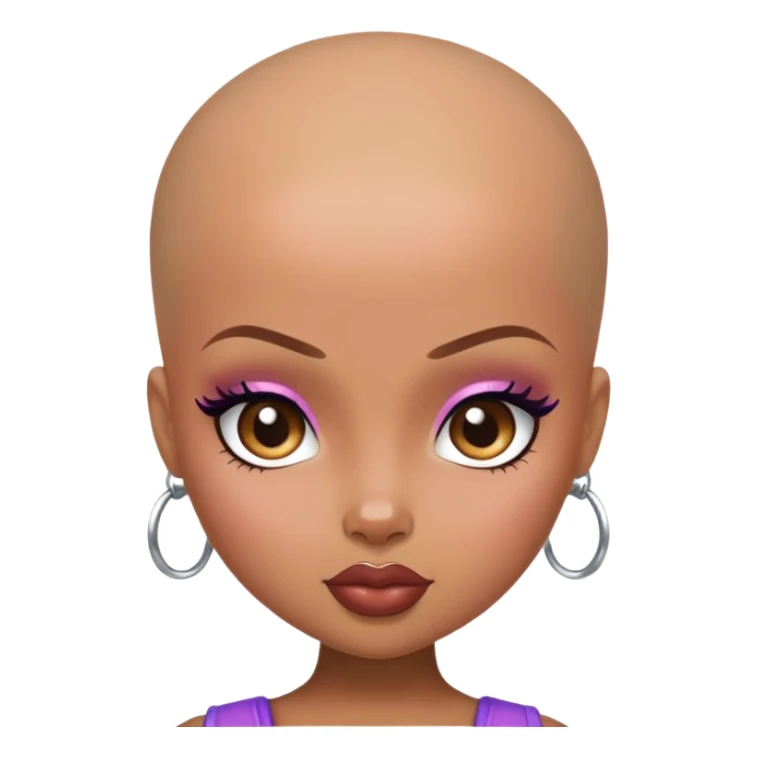 pretty bratz baddie, bald, brown skin sticker