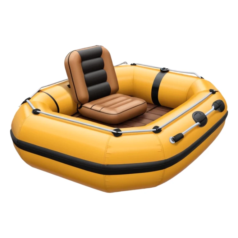 brown round shape inflatable boat with several black chairs around the perimeter sticker