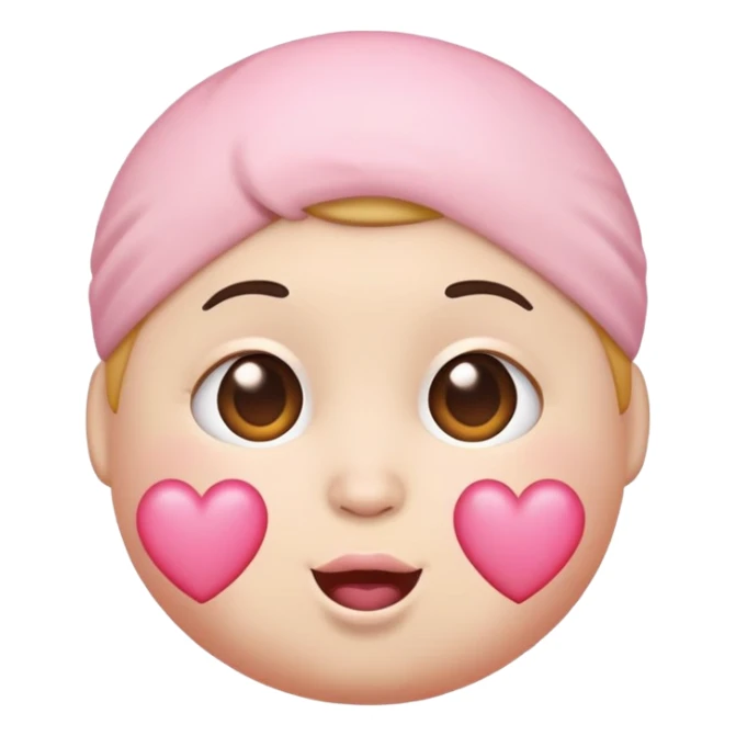 Emoji with a cute chubby face with light pink heart on the head sticker
