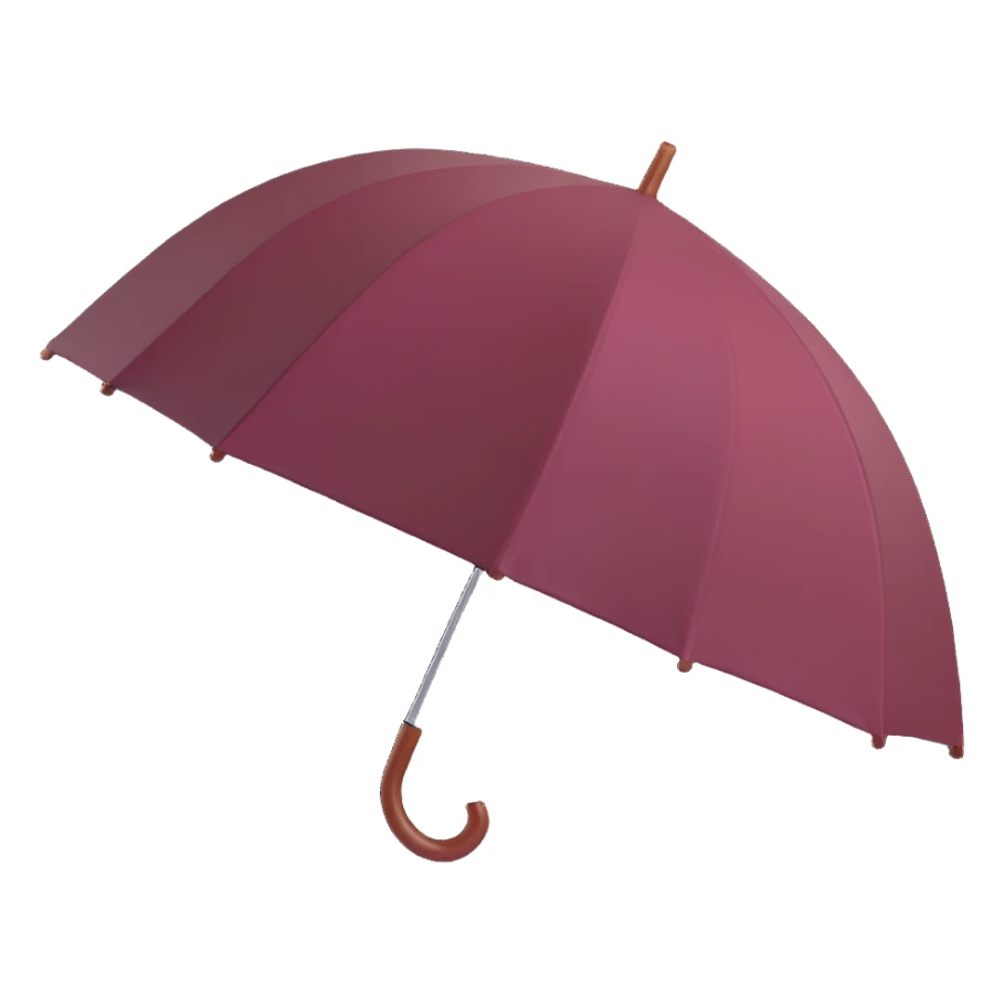 burgundy umbrella with a heart-shaped top in 3D emoji style sticker