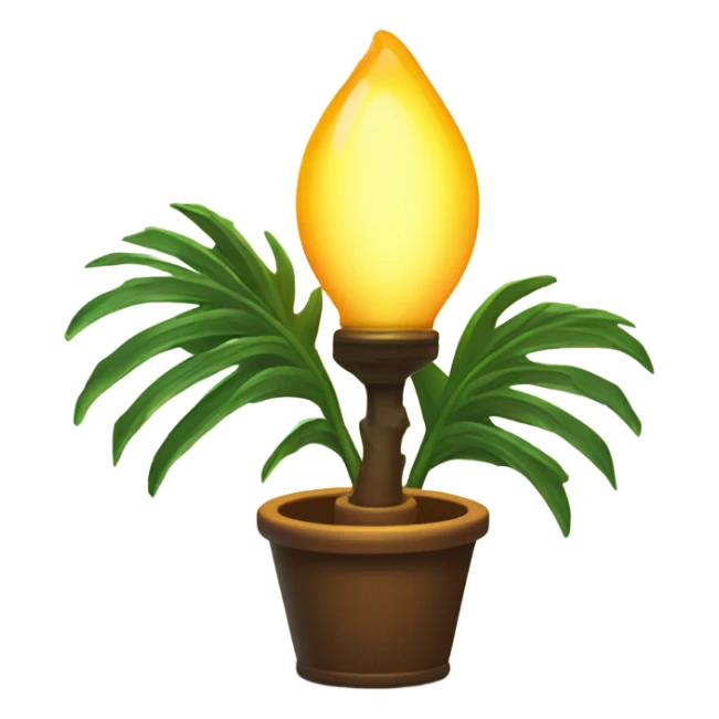 a lamp on and a palm branch sticker