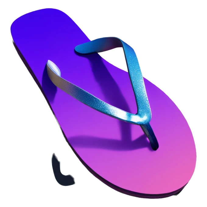 Realistic dark purple to blue ombre flip flops with metallic silver accents. sticker