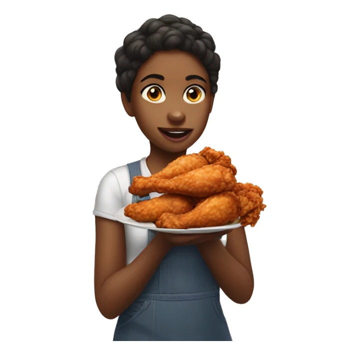 a girl eating fried chicken sticker