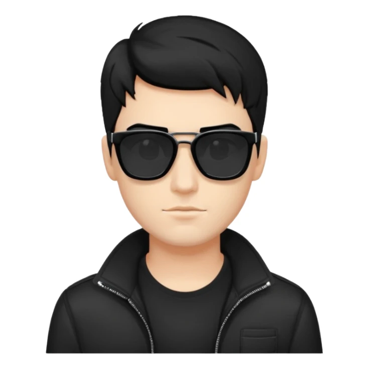 fair man with cool black hair with square dark shades sticker