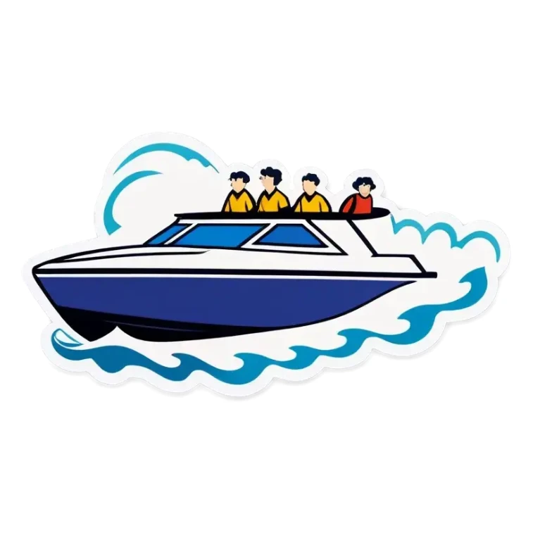 recreational family boat in waves sticker