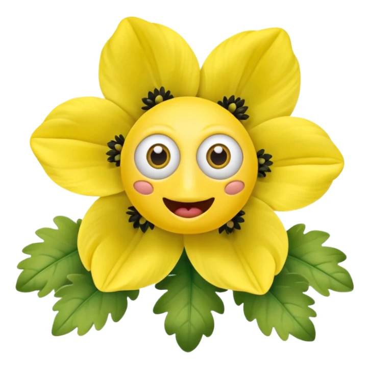 five leaved yellow anemone eyes mouth sticker