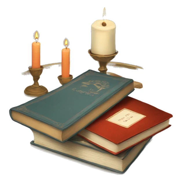 vintage tray with books and candle sticker