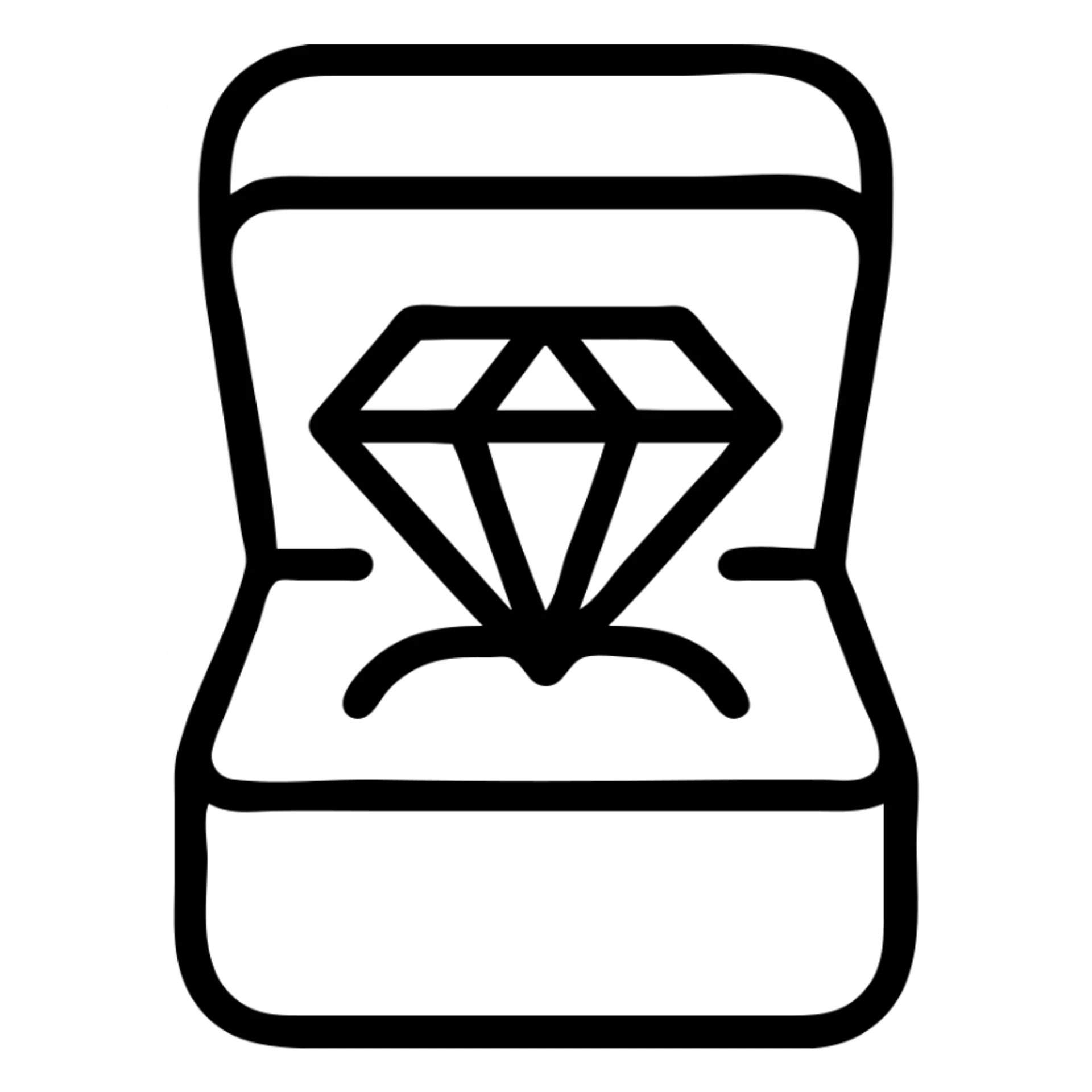 minimalistic icon of a premium jewelry case, clean lines, simple design, modern, no text sticker